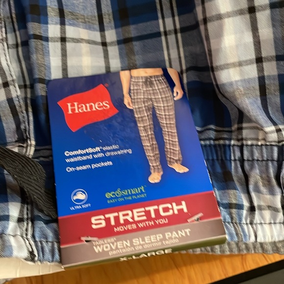 Hanes Mens Sleepwear Pants Stretch Tagless  Woven NWT Lounge Blue White XL - Picture 3 of 7